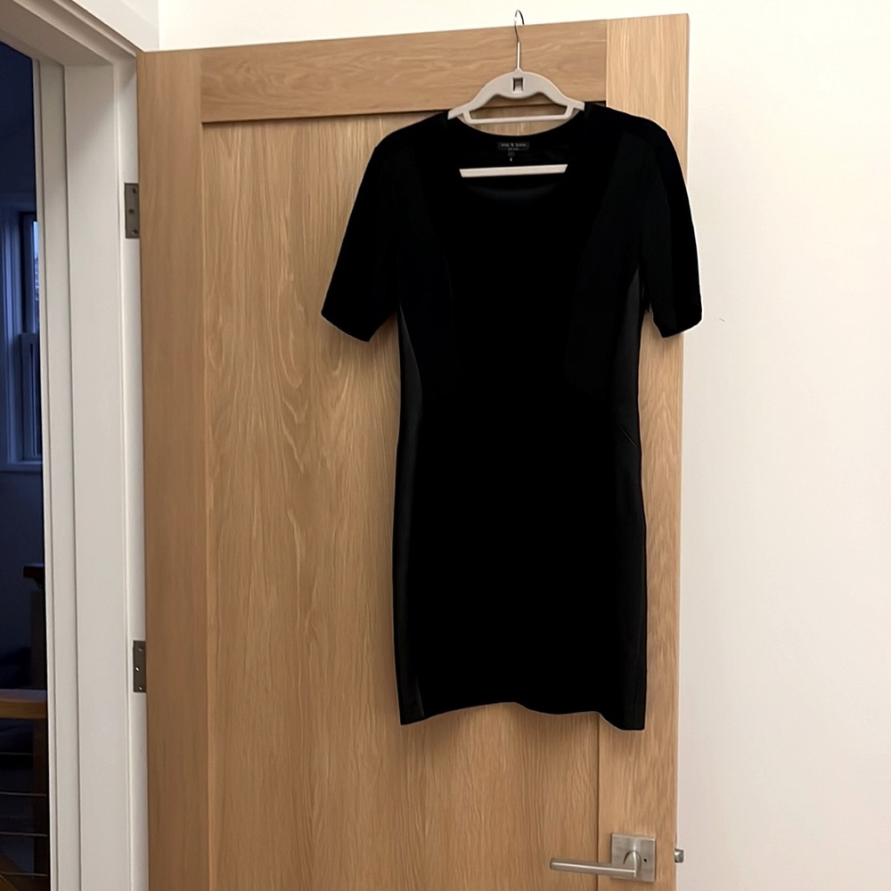 Awesome Rag and Bone a line fitted dress… half leather/half knit